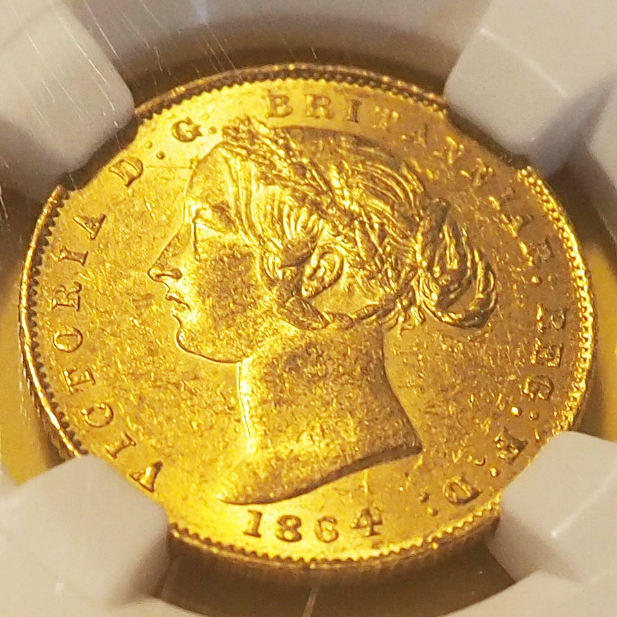 【最高数値MS61バンクシア】オーストラリア ソブリン金貨 ヴィクトリア 1864 MS61