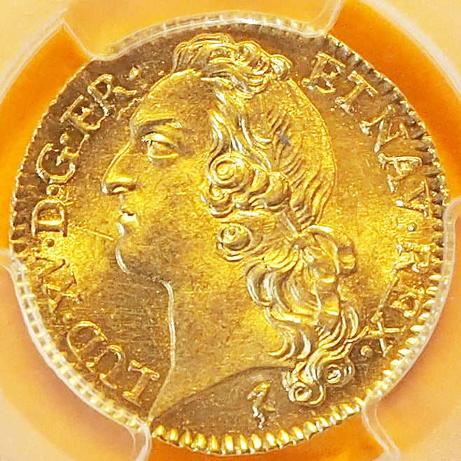 【稀少TOP2/準最高】フランス ルイドール金貨 ルイ15世 1745 MS64