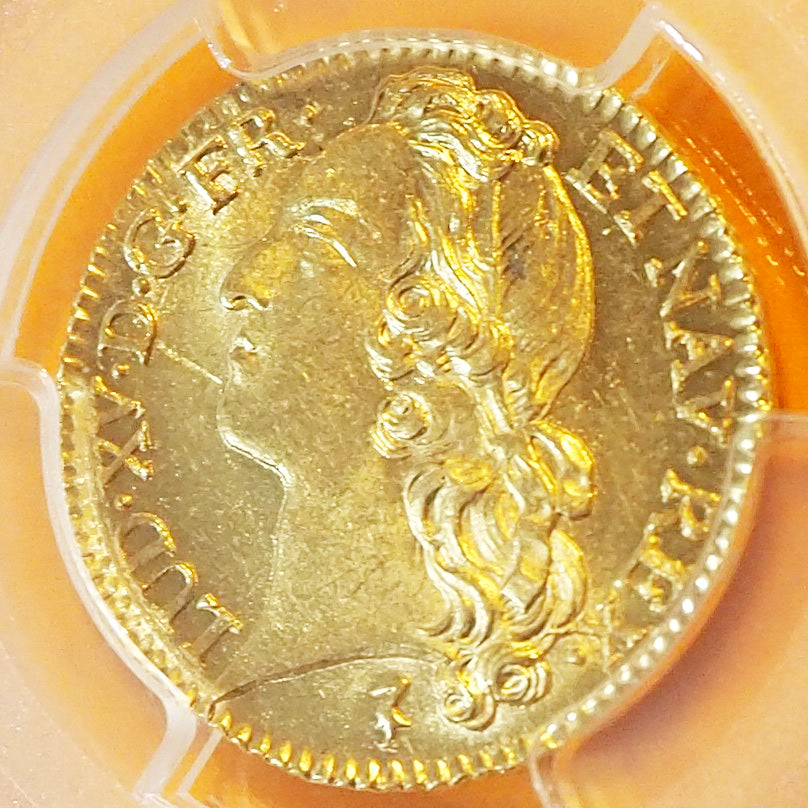 【稀少TOP2/準最高】フランス ルイドール金貨 ルイ15世 1745 MS64