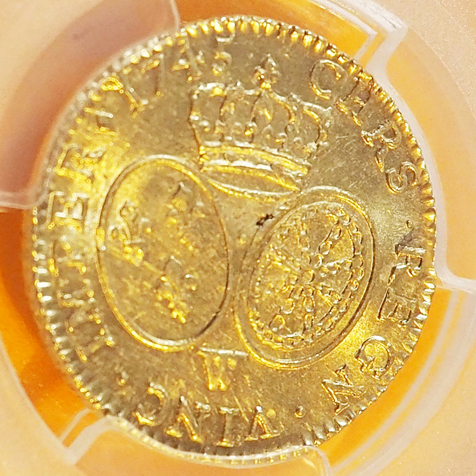 【稀少TOP2/準最高】フランス ルイドール金貨 ルイ15世 1745 MS64