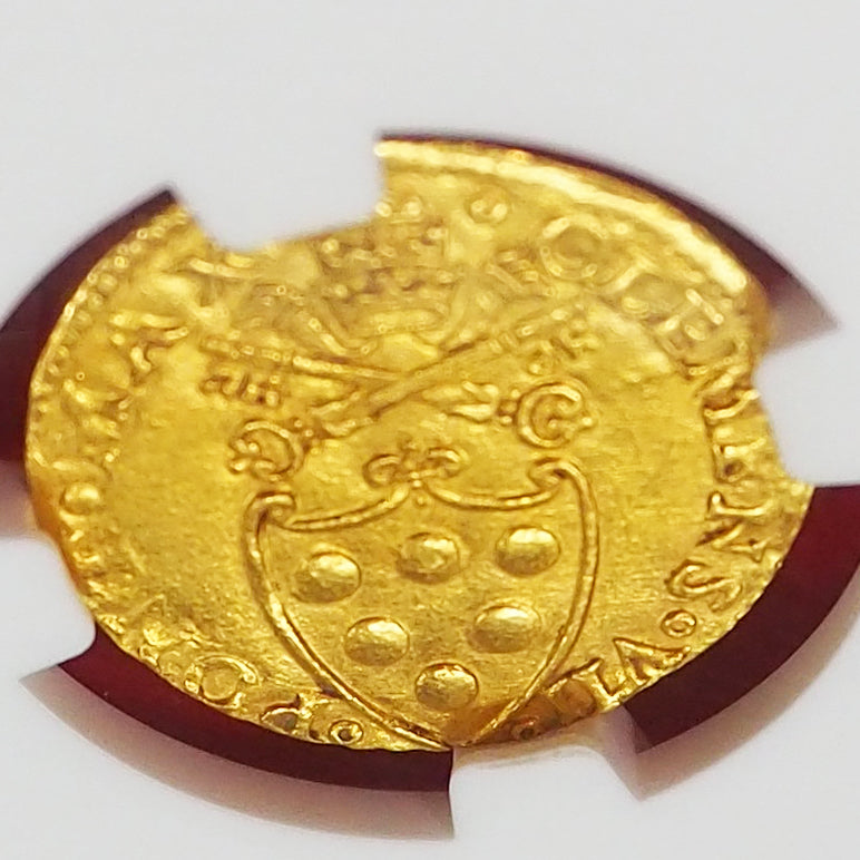 【★最高鑑定★レアデザイン】イタリア ダガット/フィオリーノ金貨 クレメンス7世 1523-34 MS62