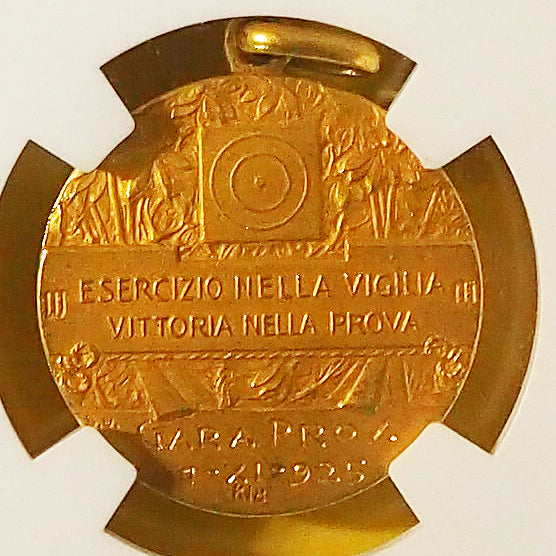 🆙新価格📰イタリア ゴールドメダル 射撃競技会記念 1925 オンリーワン最高鑑定MS64 ( NGC )