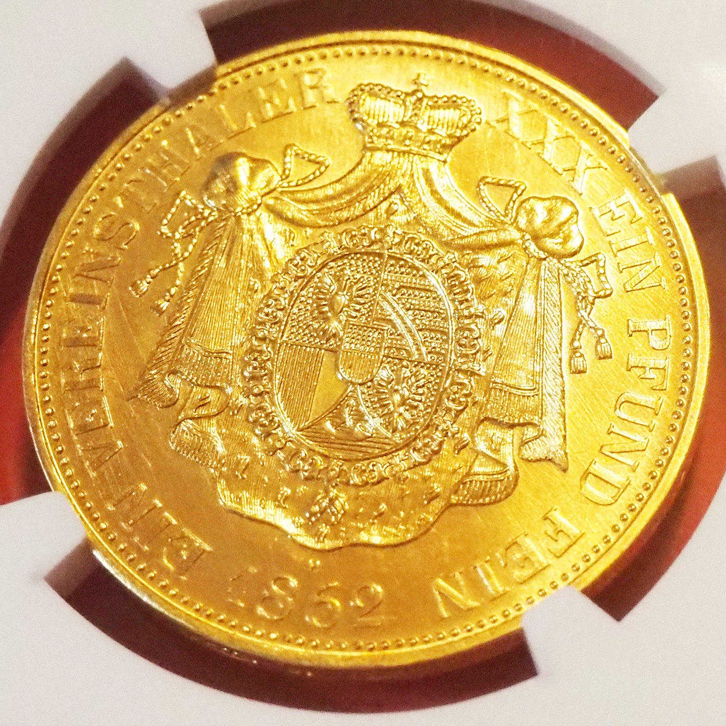 【高鑑定(レア)ゴールド】リヒテンシュタイン ターラー金貨 1862 GoldRST1966 PF63