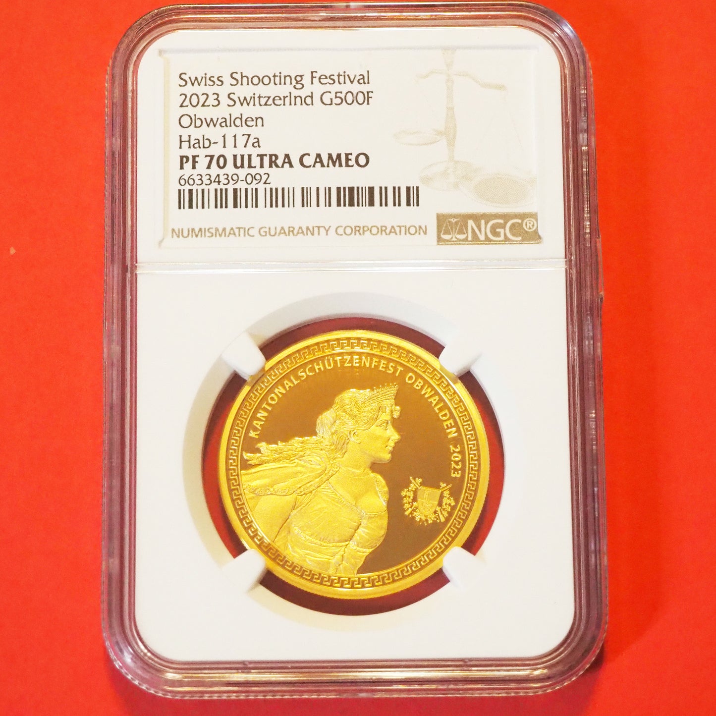 スイス 500フラン金貨 オプヴァルデン 現代射撃祭 PF70 ULTRA CAMEO ( NGC )
