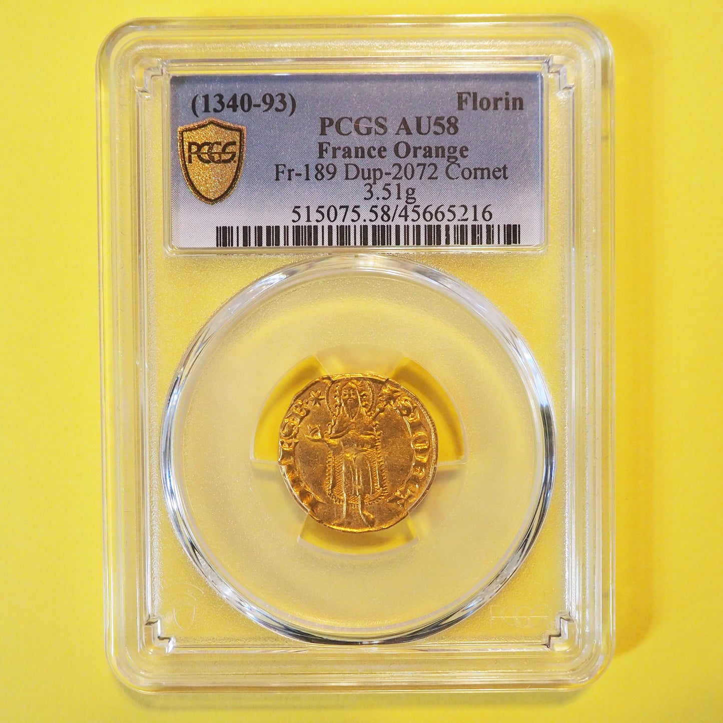 【世界1枚鑑定】フランス フローリン金貨 オランジュ製造 レーモン4世 フルール・ド・リス 1340-93 AU58