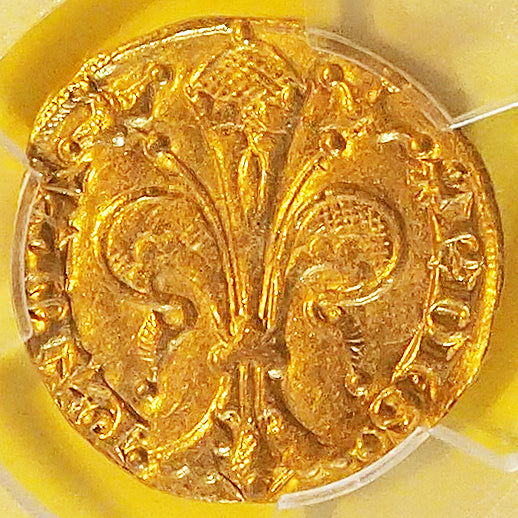 【世界1枚鑑定】フランス フローリン金貨 オランジュ製造 レーモン4世 フルール・ド・リス 1340-93 AU58