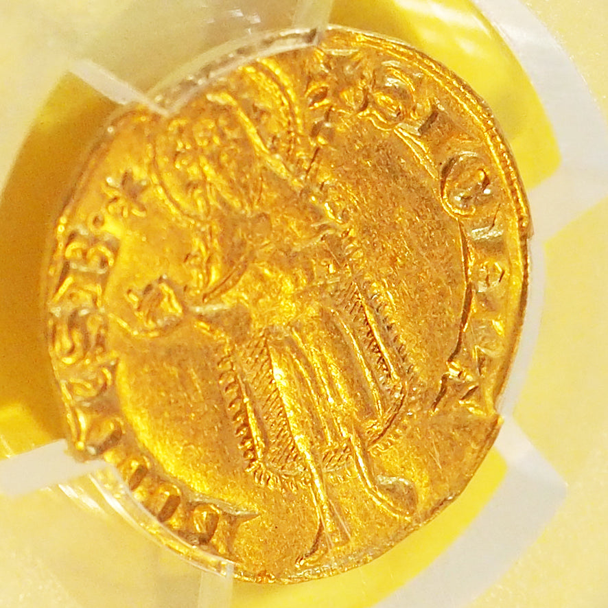 【世界1枚鑑定】フランス フローリン金貨 オランジュ製造 レーモン4世 フルール・ド・リス 1340-93 AU58