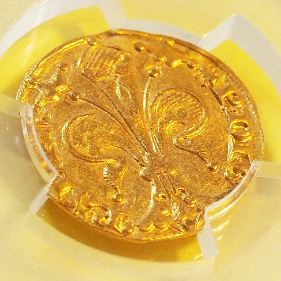 【世界1枚鑑定】フランス フローリン金貨 オランジュ製造 レーモン4世 フルール・ド・リス 1340-93 AU58