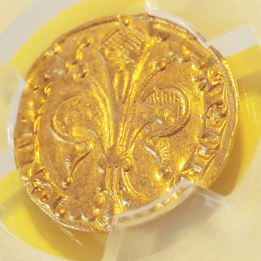 【世界1枚鑑定】フランス フローリン金貨 オランジュ製造 レーモン4世 フルール・ド・リス 1340-93 AU58