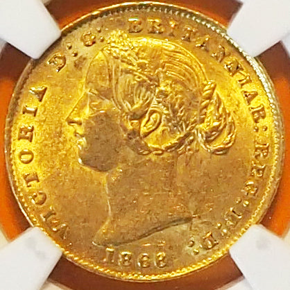 【栄光の象徴クィーン】オーストラリア ソブリン金貨 ヴィクトリア 1866 MS61