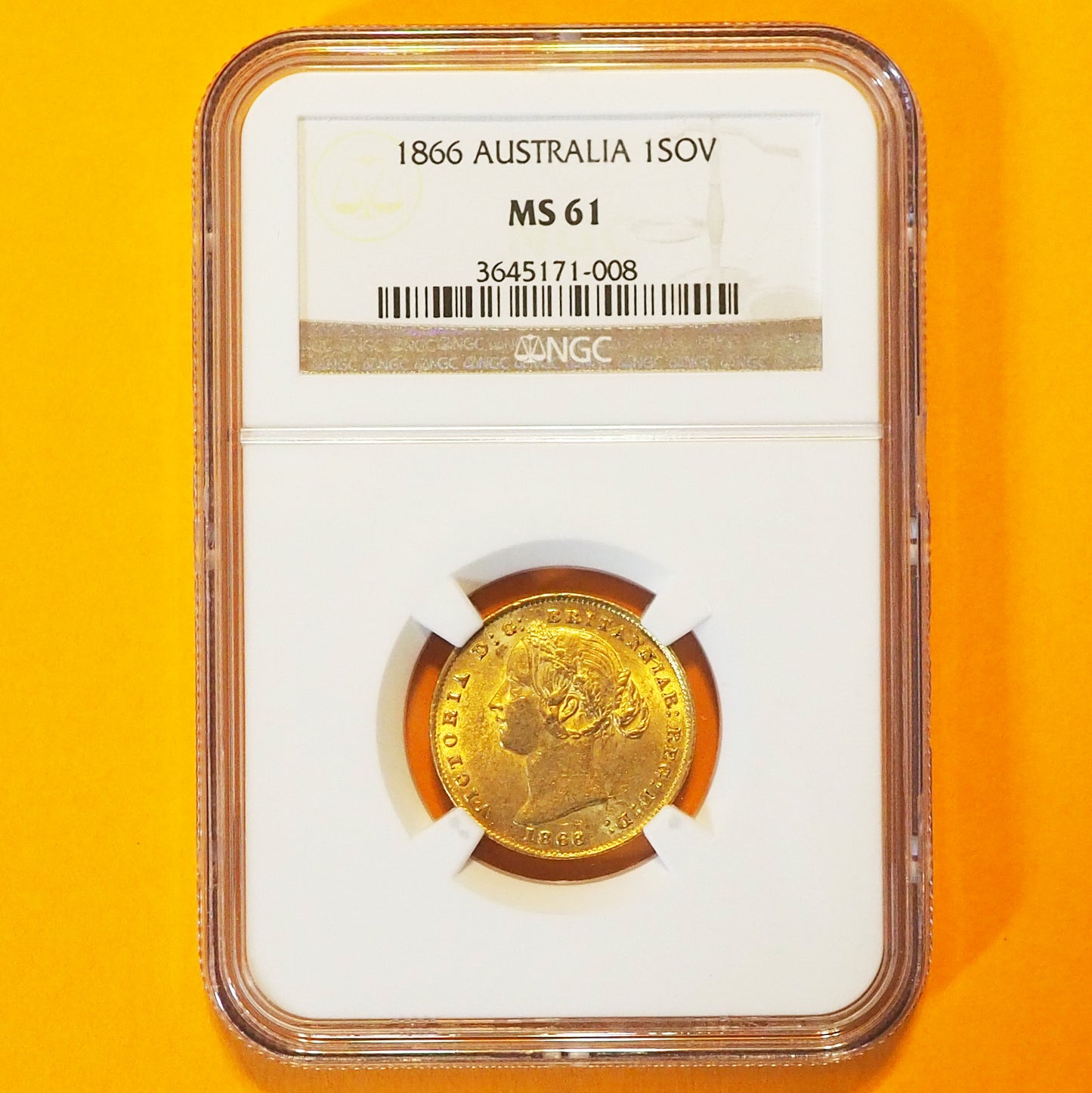 【栄光の象徴クィーン】オーストラリア ソブリン金貨 ヴィクトリア 1866 MS61
