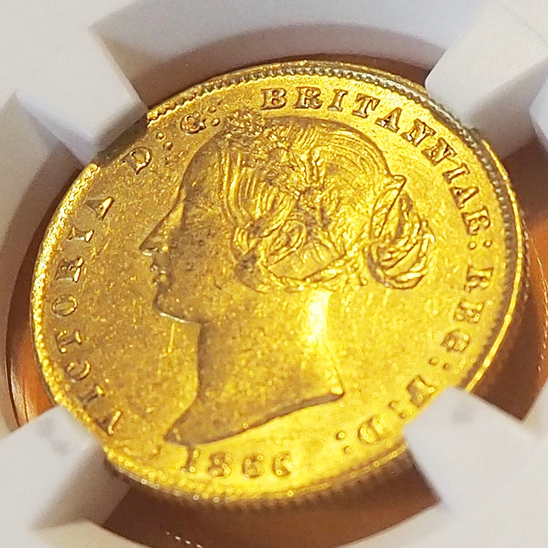 【栄光の象徴クィーン】オーストラリア ソブリン金貨 ヴィクトリア 1866 MS61