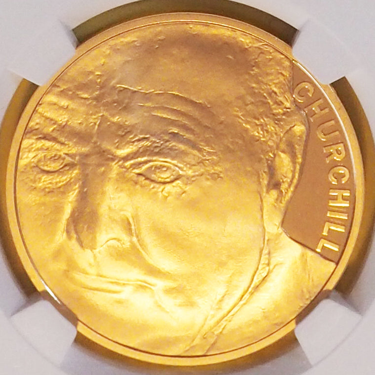 【プルーフ最高鑑定】イギリス 5ポンド金貨 ウィンストン・チャーチル エリザベス2世 2015 PF70 ULTRA CAMEO