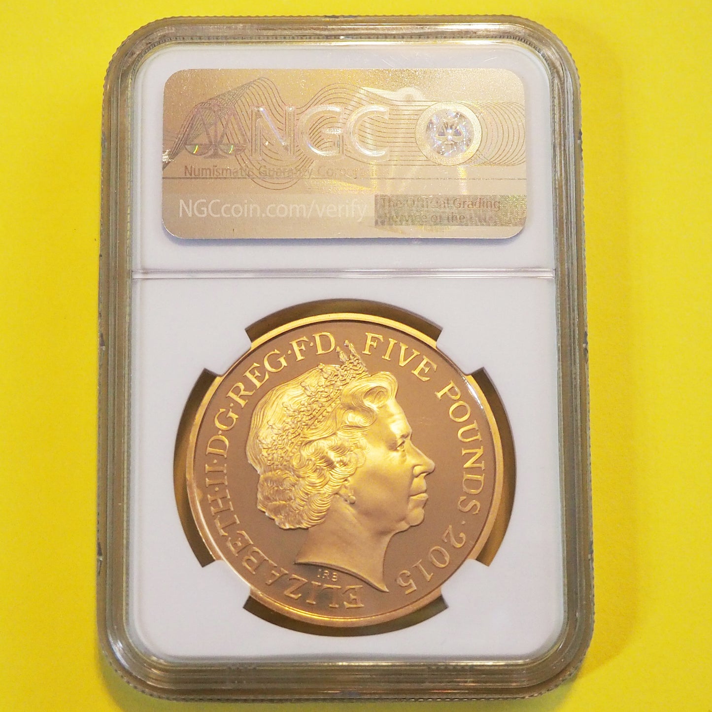【プルーフ最高鑑定】イギリス 5ポンド金貨 ウィンストン・チャーチル エリザベス2世 2015 PF70 ULTRA CAMEO