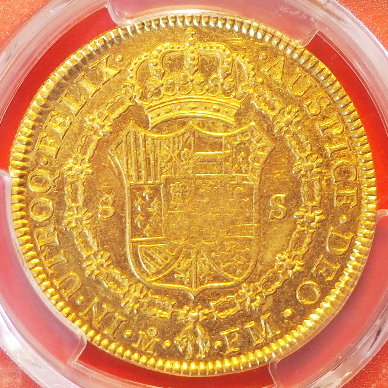 メキシコ 8エスクード金貨 カルロス4世 1794 AU55