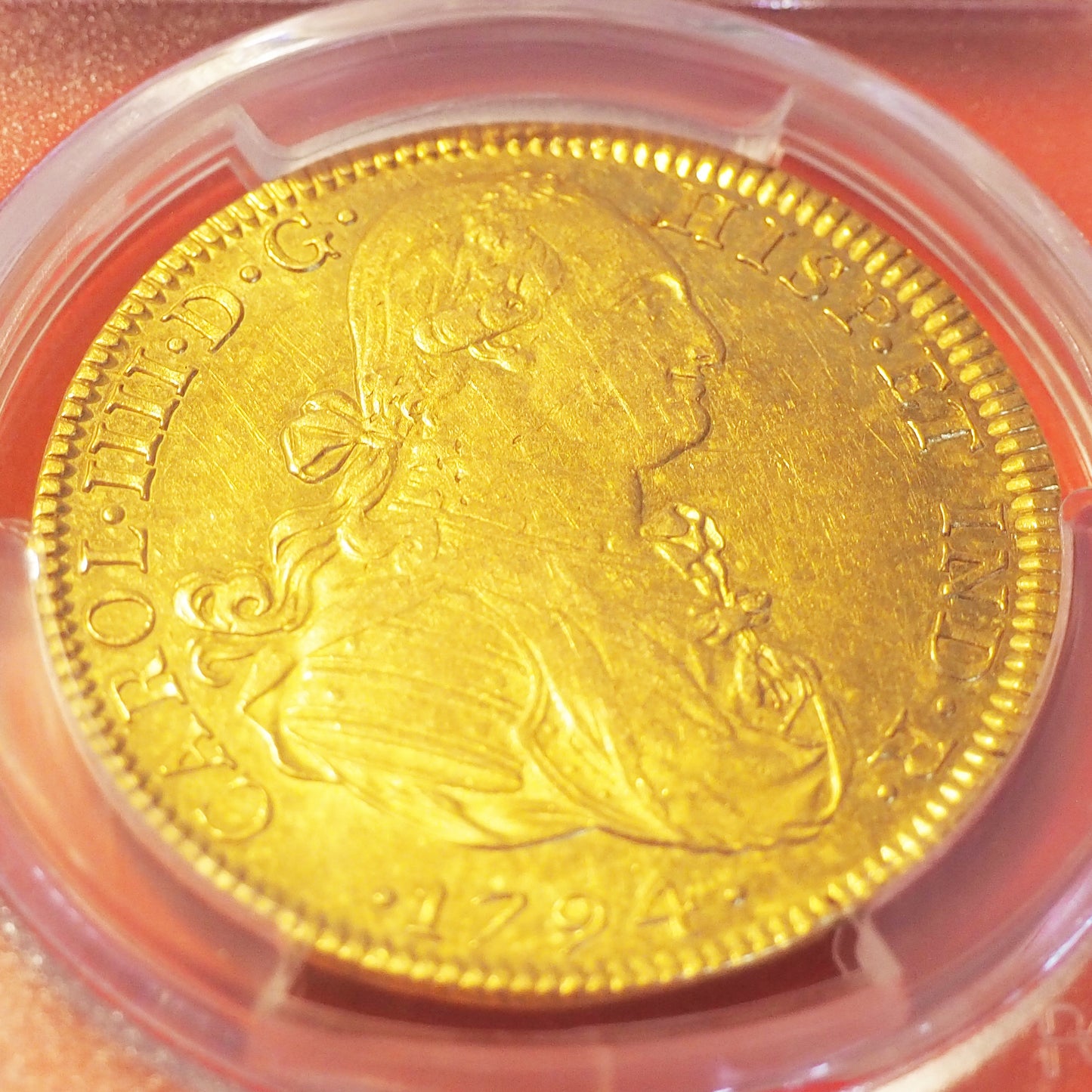 メキシコ 8エスクード金貨 カルロス4世 1794 AU55