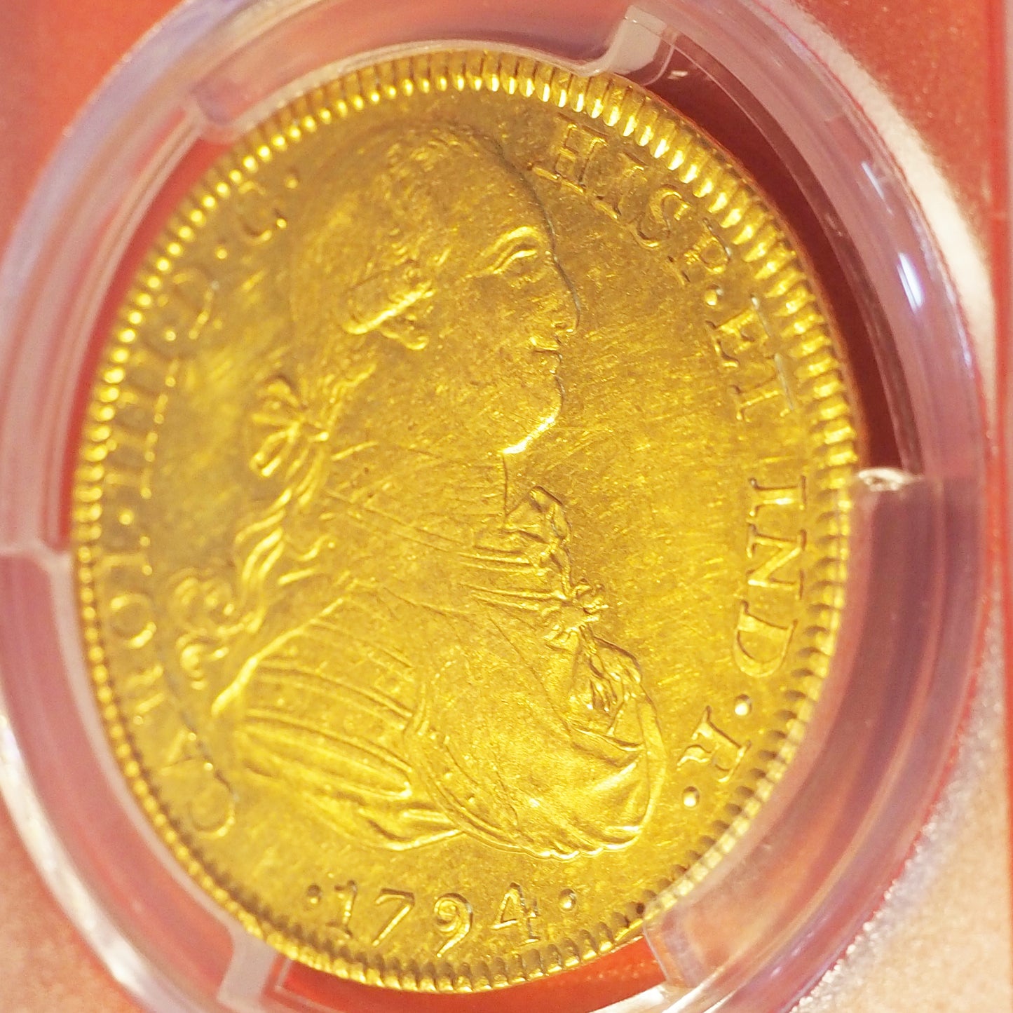 メキシコ 8エスクード金貨 カルロス4世 1794 AU55