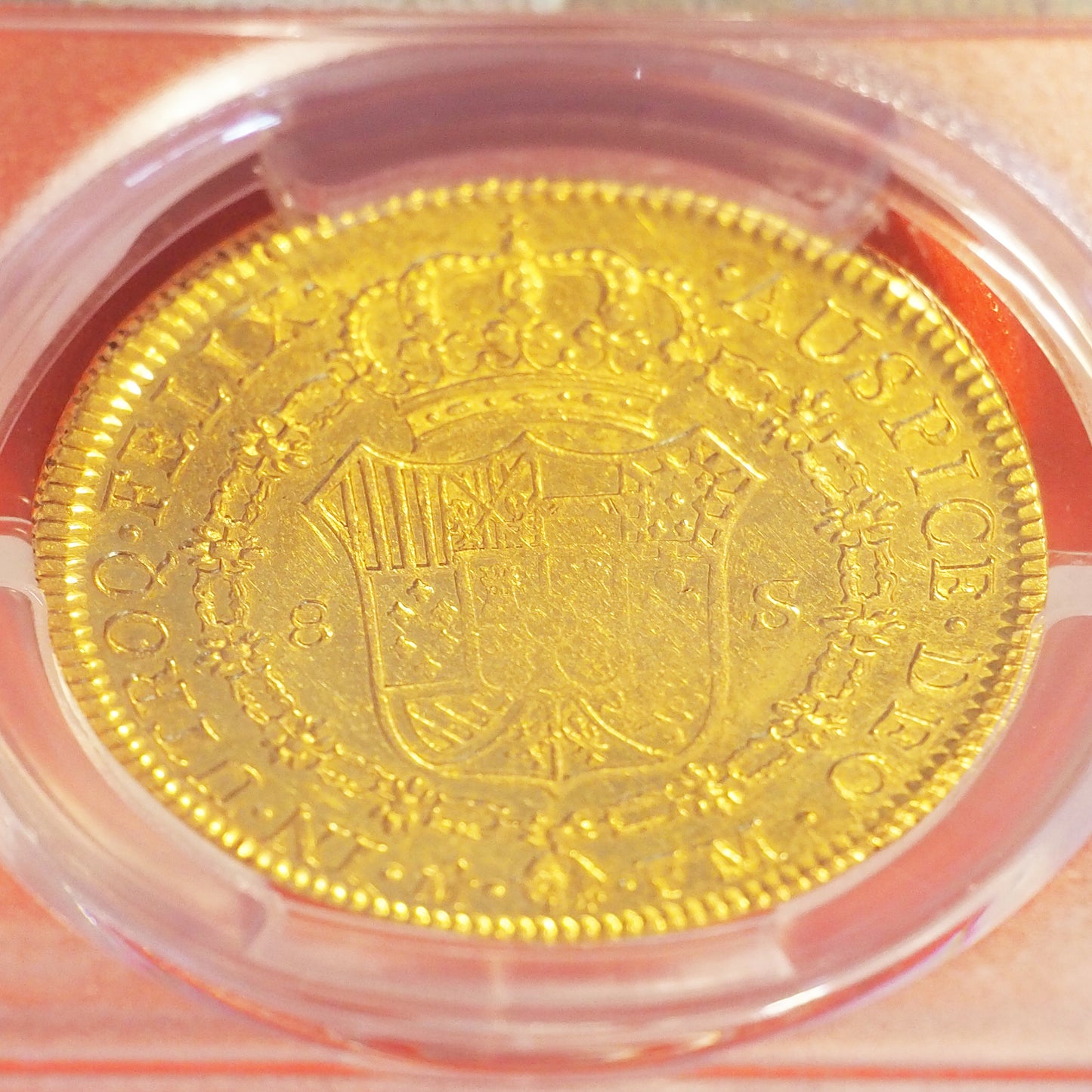 メキシコ 8エスクード金貨 カルロス4世 1794 AU55