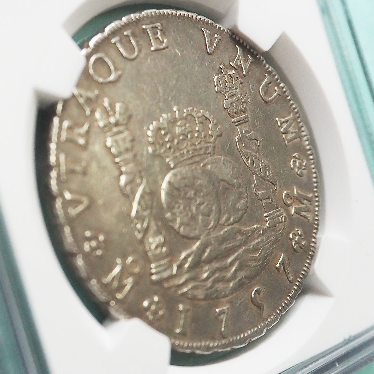 メキシコ 8レアル銀貨 ピラーダラー フェルナンド6世 1757 AU DETAILS CLEANED