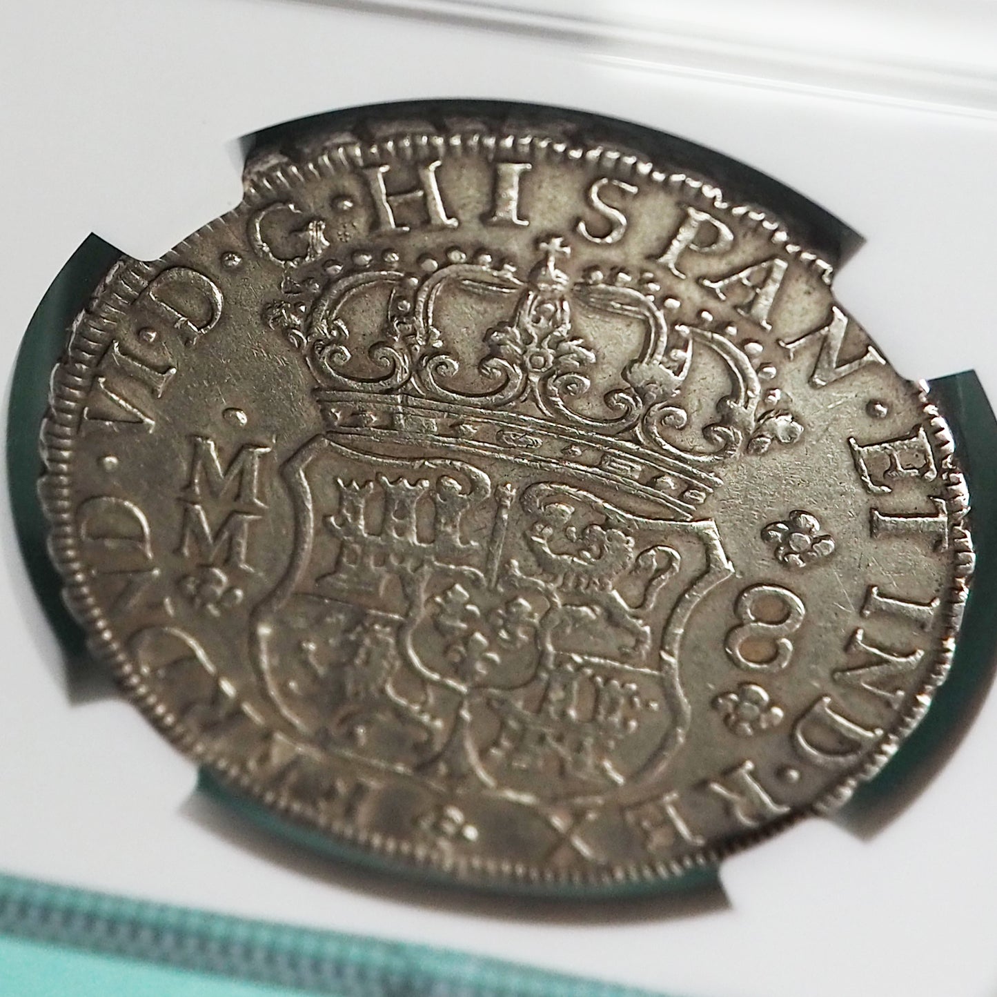 メキシコ 8レアル銀貨 ピラーダラー フェルナンド6世 1757 AU DETAILS CLEANED