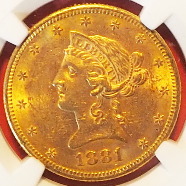 アメリカ 10ドル金貨 リバティー・ヘッド 自由の女神 イーグル 1881 MS62 ( NGC )