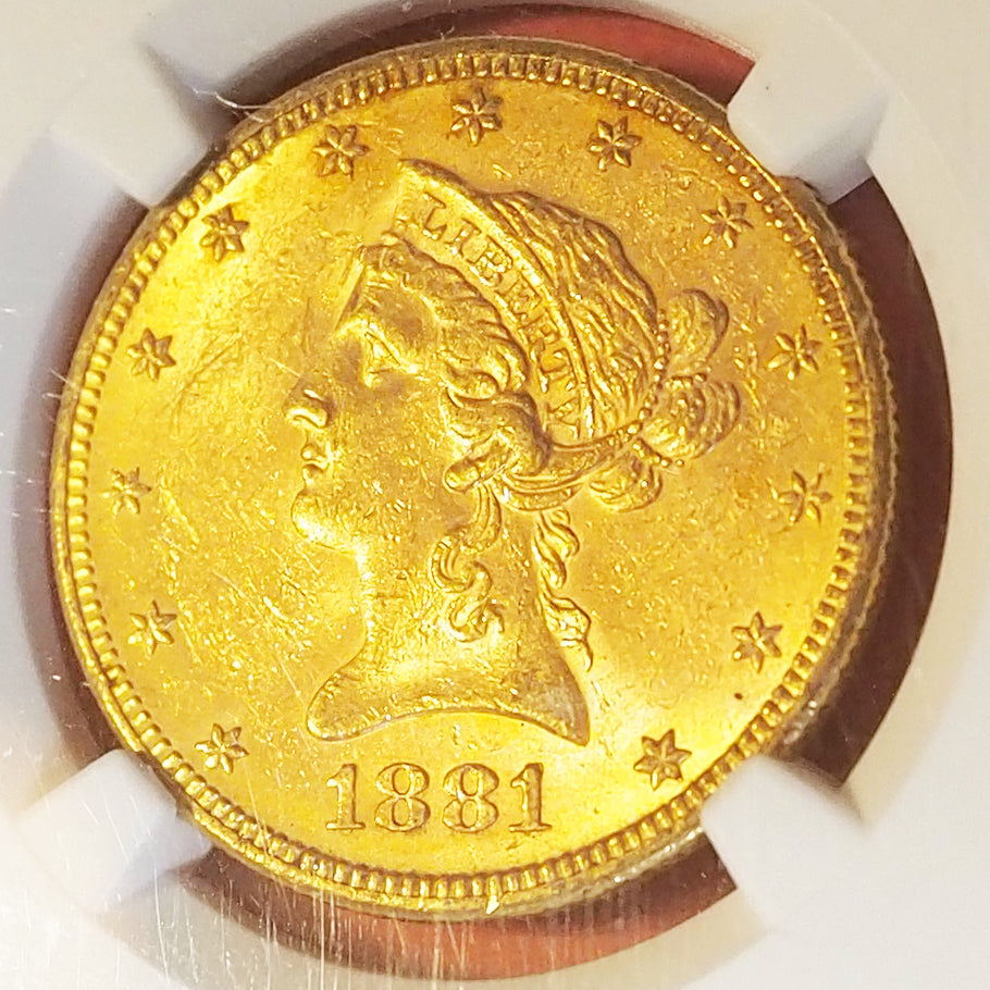 アメリカ 10ドル金貨 リバティー・ヘッド 自由の女神 イーグル 1881 MS62 ( NGC )