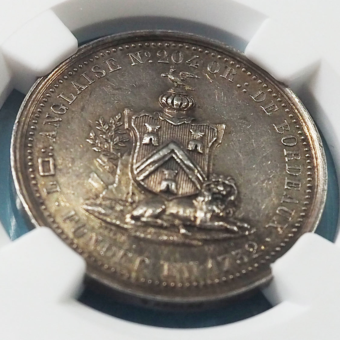 【高注目度のフリーメイソン】フランス ジェトン銀貨 フリーメイソン プロビデンス 三位一体△マーク 1732 MS61