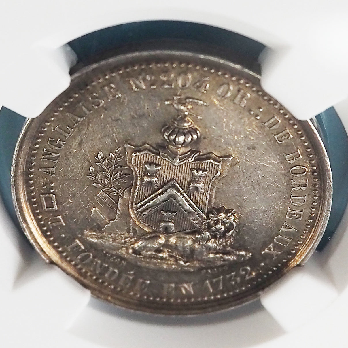 【高注目度のフリーメイソン】フランス ジェトン銀貨 フリーメイソン プロビデンス 三位一体△マーク 1732 MS61