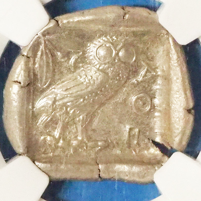 【超稀少AU/Wフルカウント】ギリシャ テトラ・ドラクマ銀貨 c.440-404BC AU5/5,5/5 フルクレスト