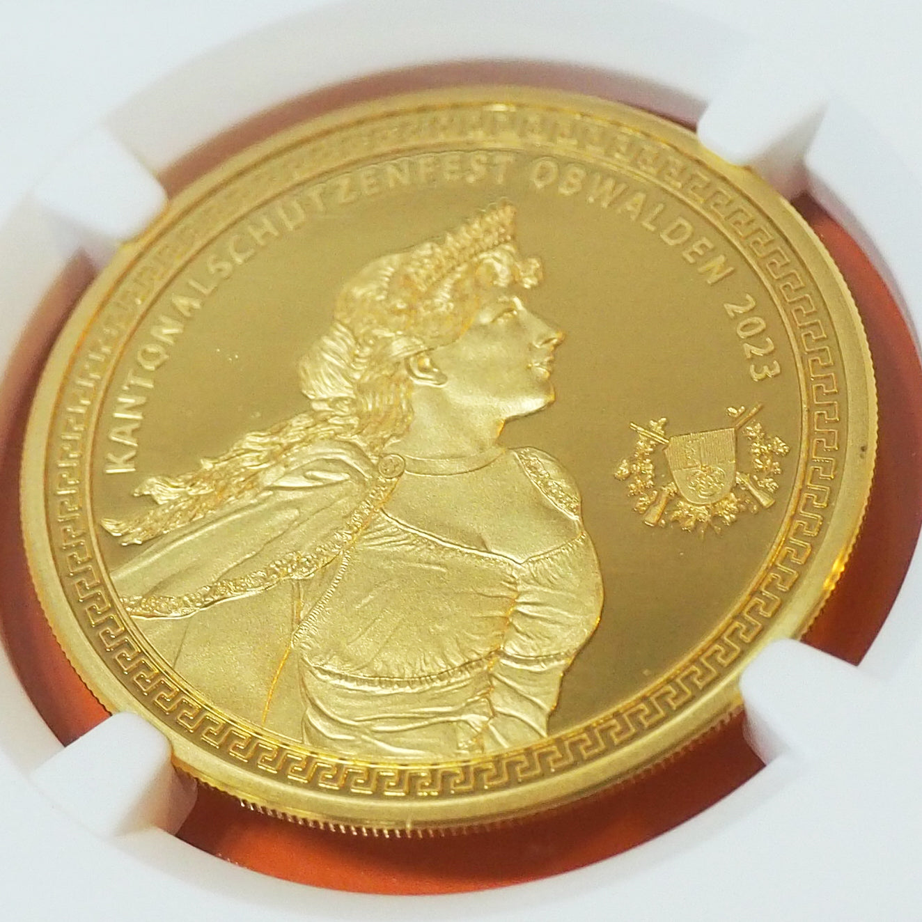スイス 500フラン金貨 金品位0.999 オプヴァルデン 現代射撃祭 発行150枚 最高鑑定 PF70 ULTRA CAMEO ( NGC )