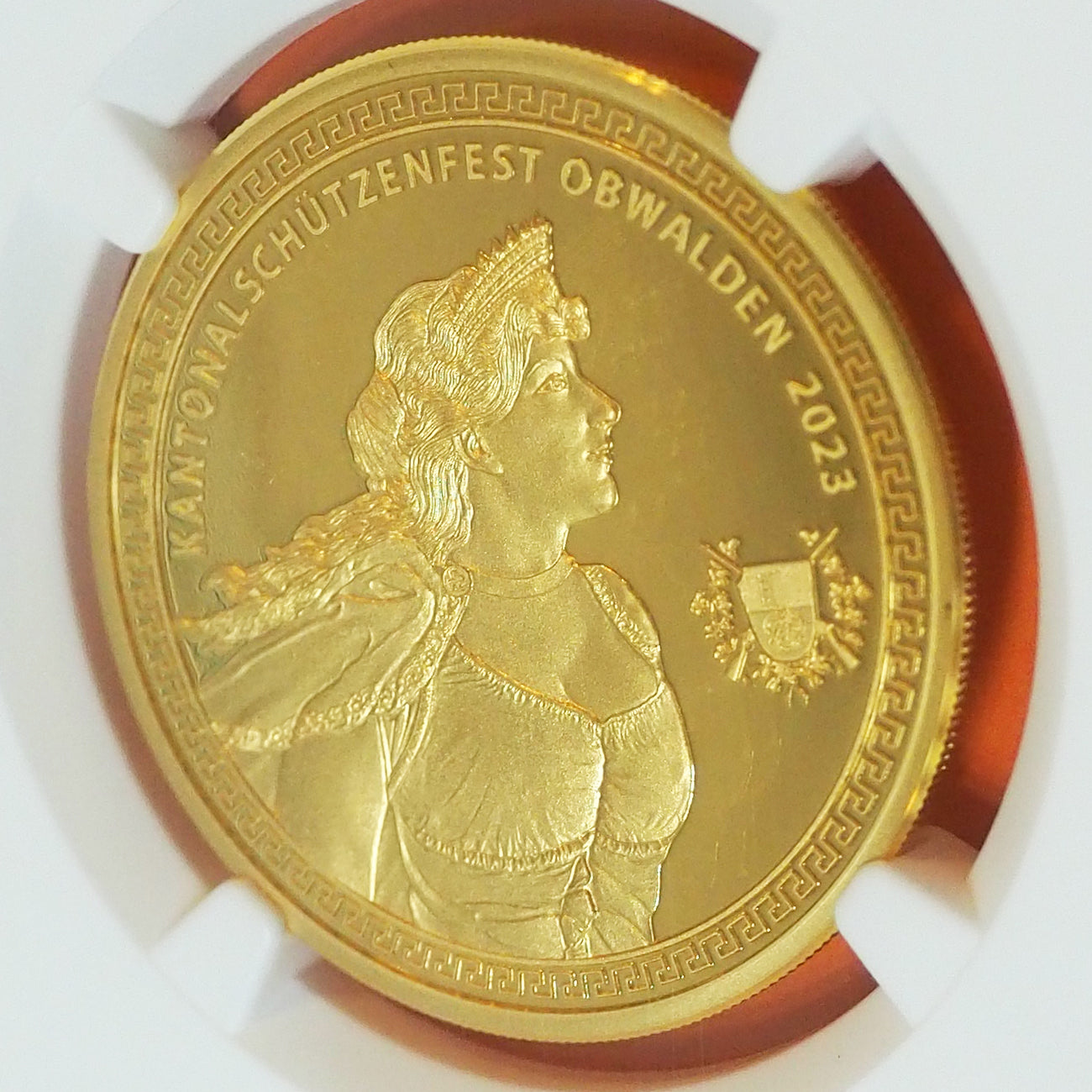 スイス 500フラン金貨 金品位0.999 オプヴァルデン 現代射撃祭 発行150枚 最高鑑定 PF70 ULTRA CAMEO ( NGC )