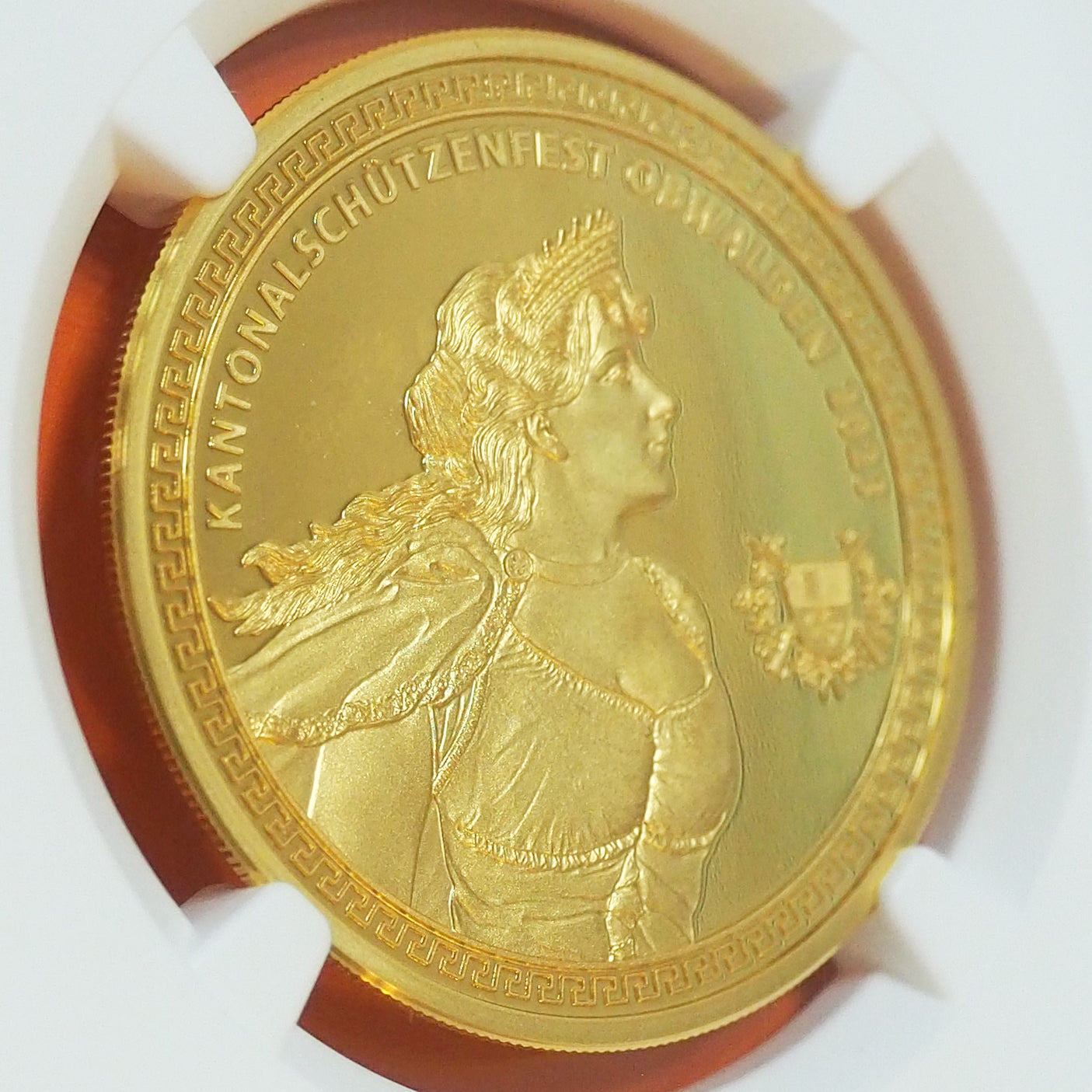 スイス 500フラン金貨 金品位0.999 オプヴァルデン 現代射撃祭 発行150枚 最高鑑定 PF70 ULTRA CAMEO ( NGC )