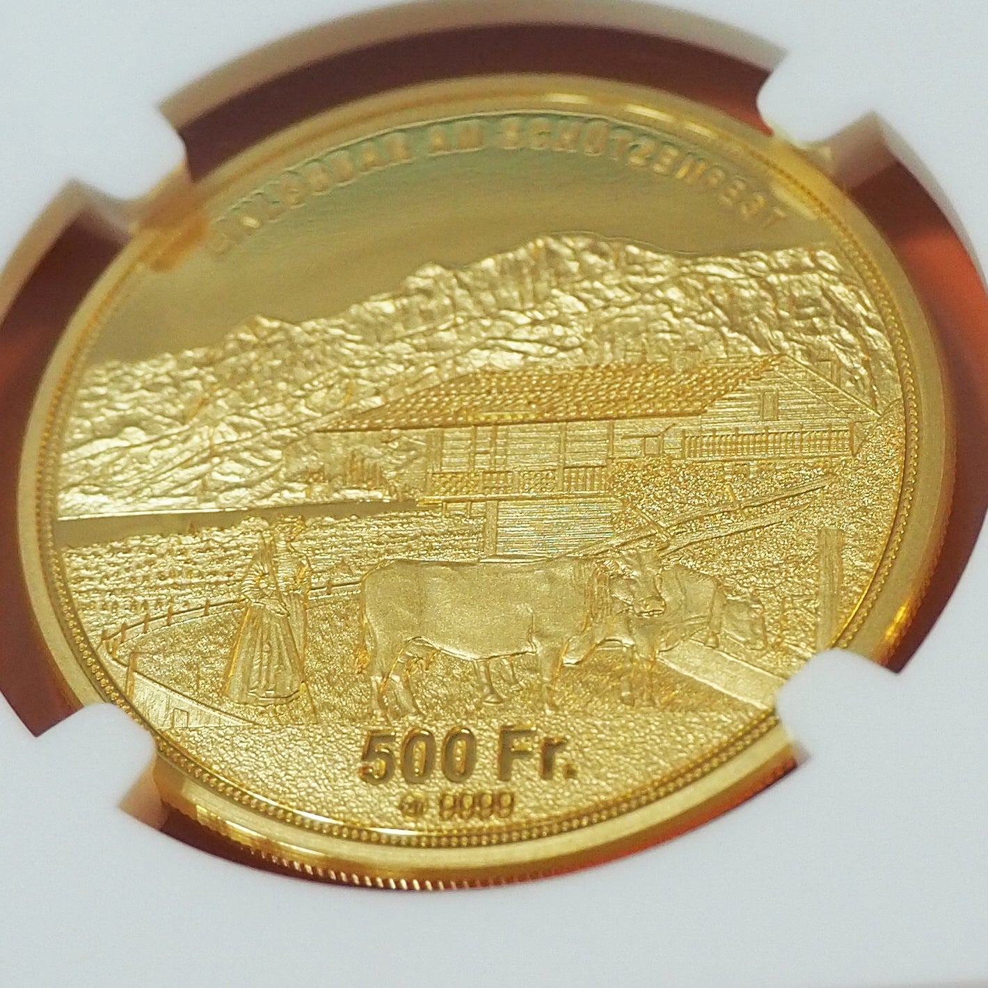 スイス 500フラン金貨 金品位0.999 オプヴァルデン 現代射撃祭 発行150枚 最高鑑定 PF70 ULTRA CAMEO ( NGC )