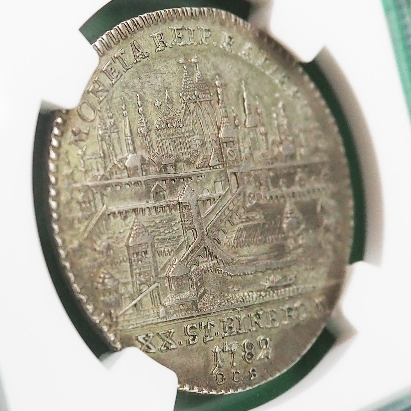 ドイツ レーゲンスブルク 1/2ターラー銀貨 都市景観 シティービュー 皇帝ヨーゼフ2世 1782 ハイポジ AU55(NGC)