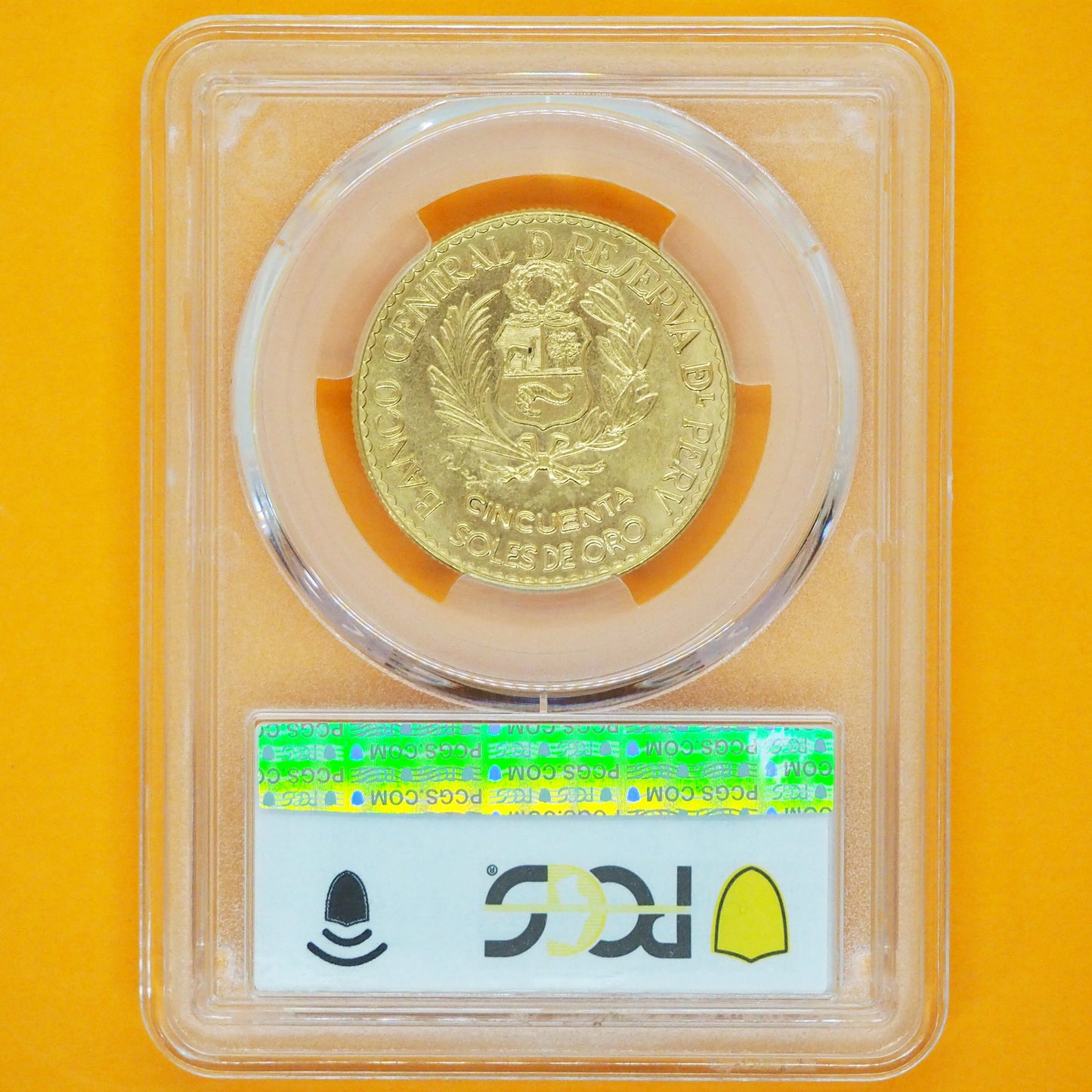 ペルー 50ソル金貨 ワン・イヤー/単年度発行 「リマ国立造幣局」創立400周年記念 ヘラクレスの柱 紋章 1965 準最高鑑定MS67(PCGS)