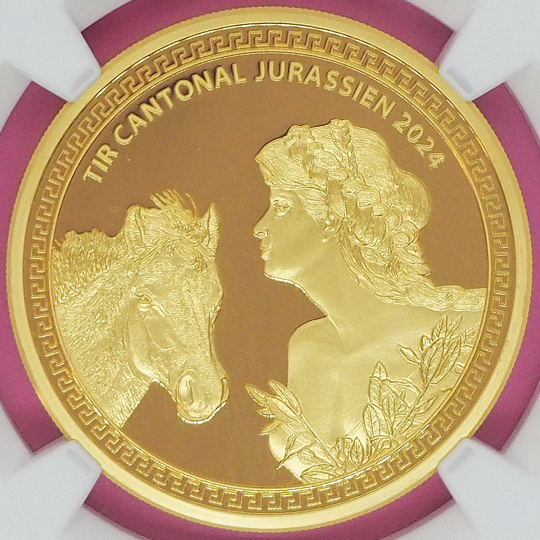 スイス 500フラン金貨 金品位0.999 ジュラ 現代射撃祭 女神ヘルヴェティア 発行150枚 最高鑑定 PF70 ULTRA CAMEO ( NGC ) 最高・最強・完璧鑑定