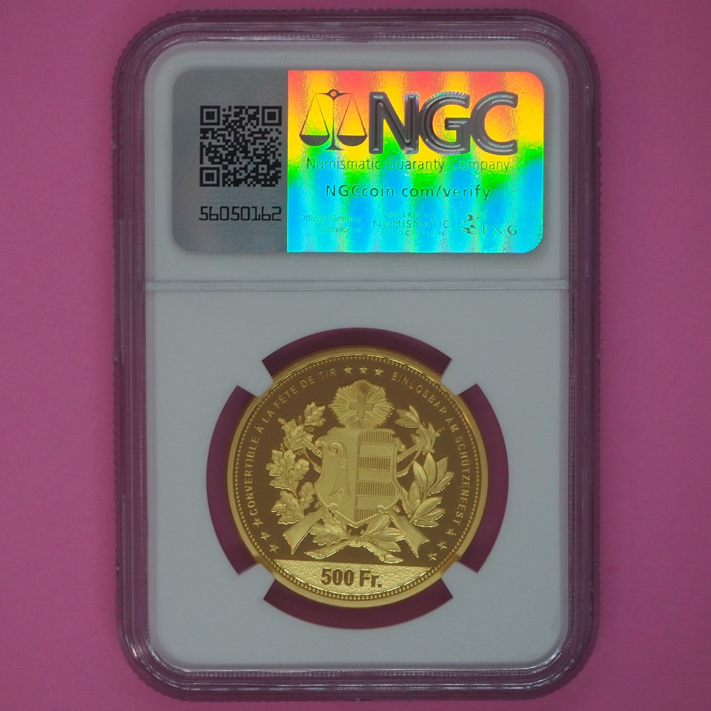 スイス 500フラン金貨 金品位0.999 ジュラ 現代射撃祭 女神ヘルヴェティア 発行150枚 最高鑑定 PF70 ULTRA CAMEO ( NGC ) 最高・最強・完璧鑑定