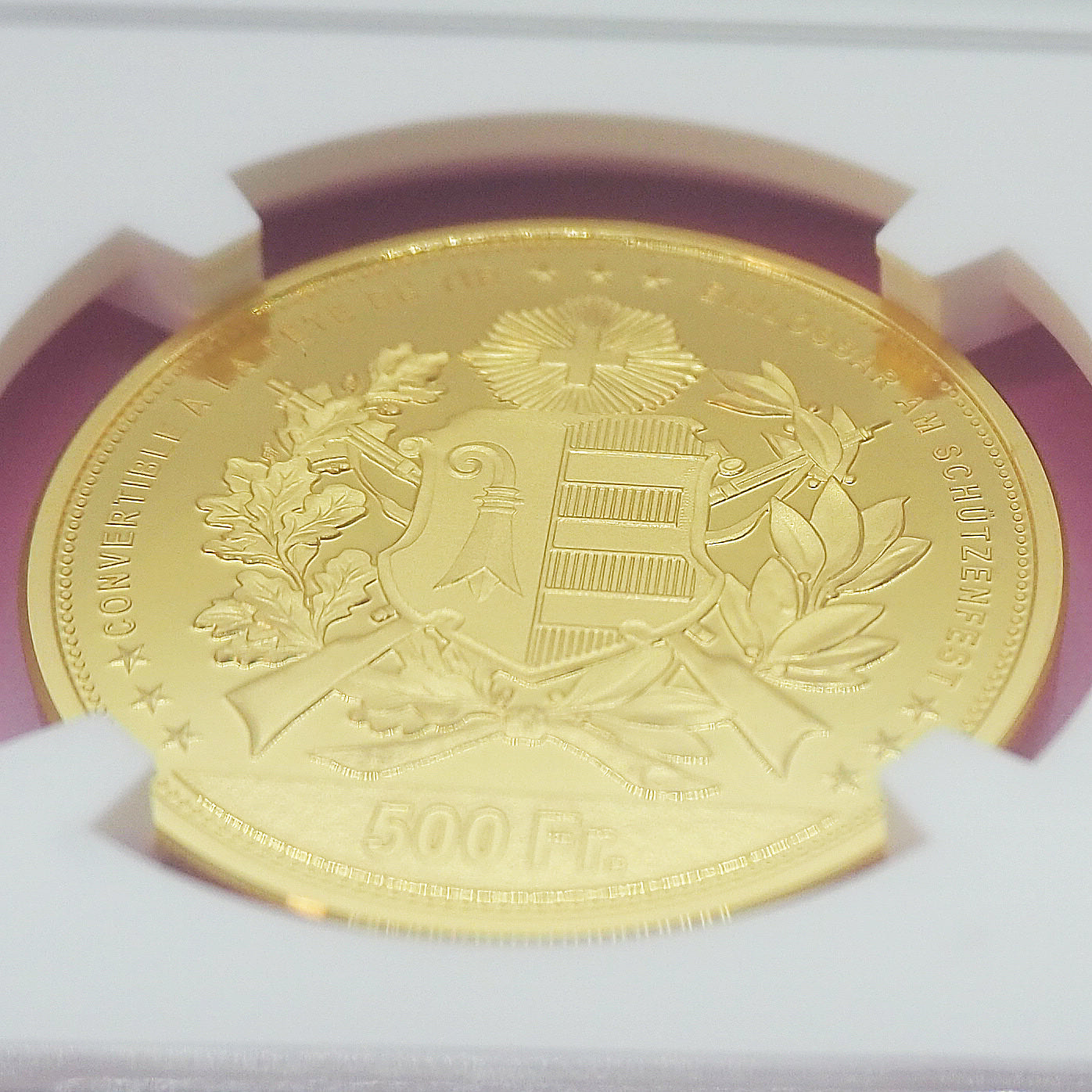 スイス 500フラン金貨 金品位0.999 ジュラ 現代射撃祭 女神ヘルヴェティア 発行150枚 最高鑑定 PF70 ULTRA CAMEO ( NGC ) 最高・最強・完璧鑑定