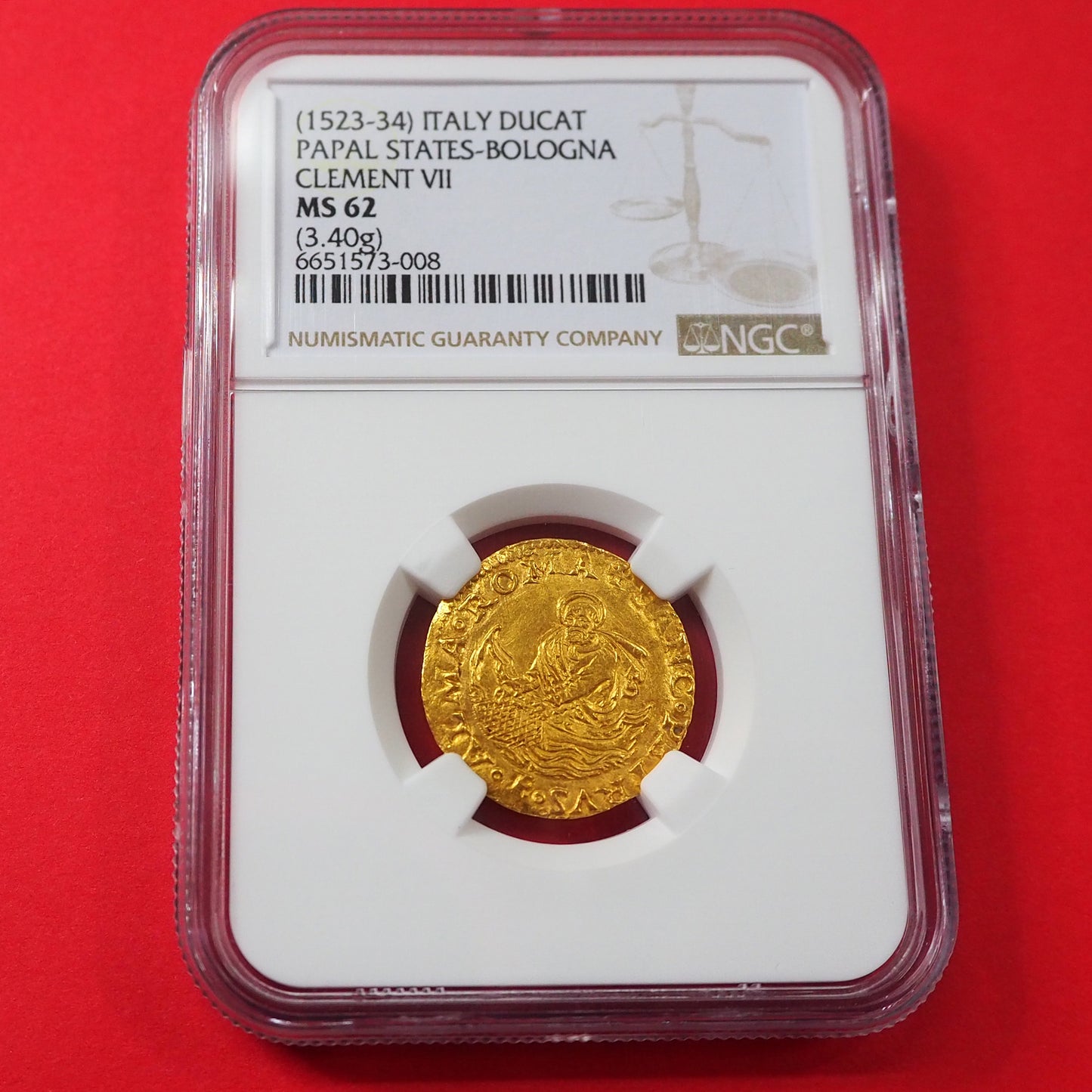 【★最高鑑定★レアデザイン】イタリア ダガット/フィオリーノ金貨 クレメンス7世 1523-34 MS62