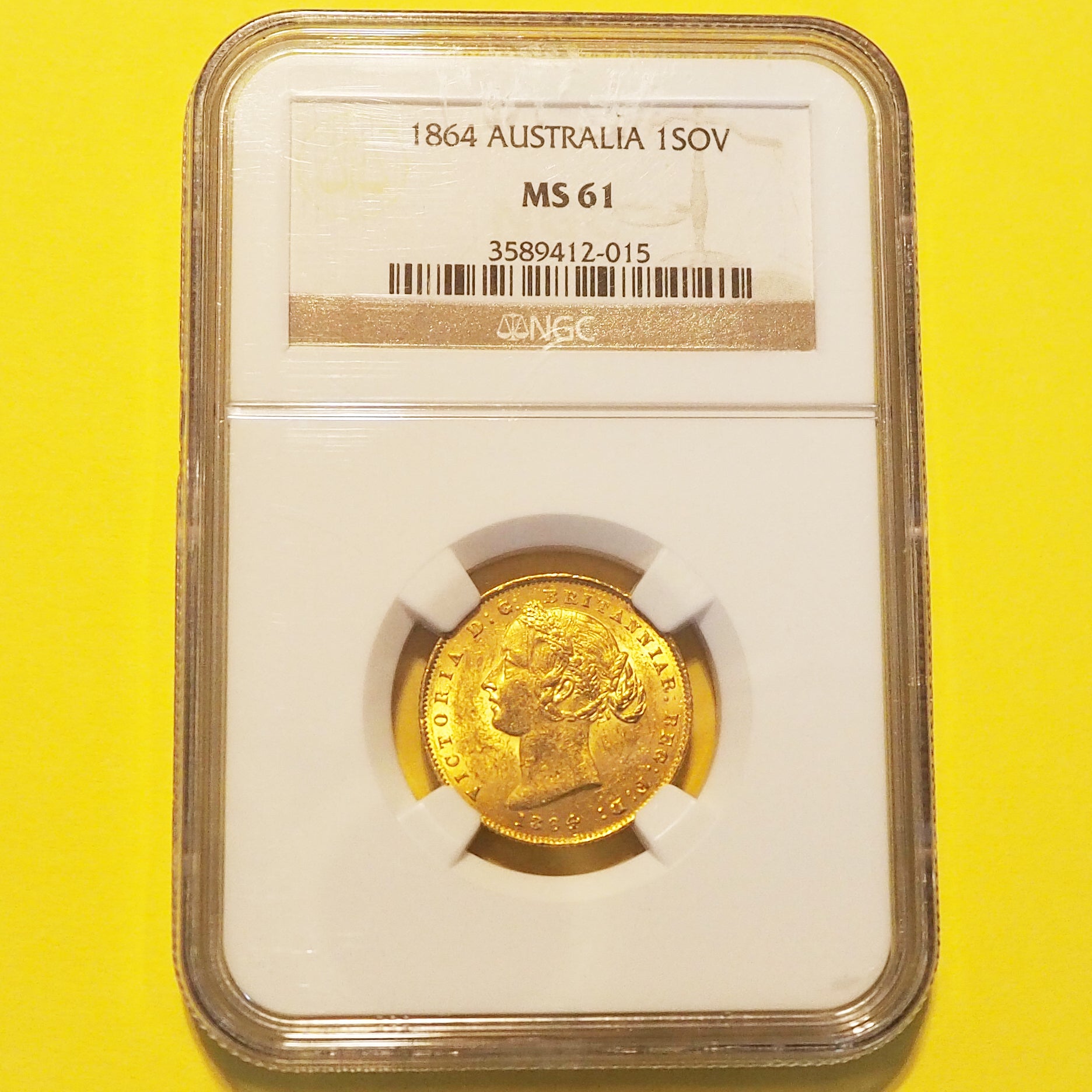 オーストラリア ソブリン金貨 ヴィクトリア 1864 MS61 ( NGC ) – CoinCity