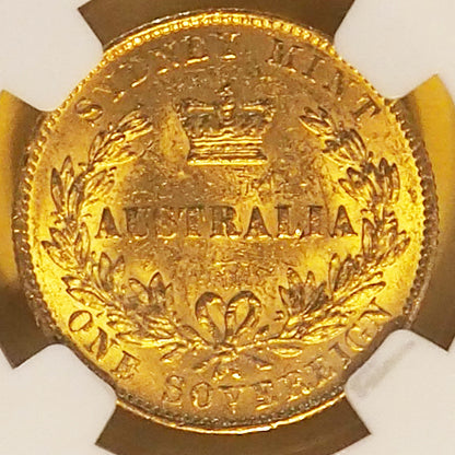 【最高数値MS61バンクシア】オーストラリア ソブリン金貨 ヴィクトリア 1864 MS61