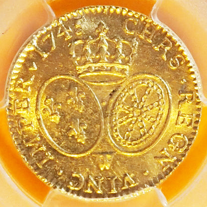 【稀少TOP2/準最高】フランス ルイドール金貨 ルイ15世 1745 MS64