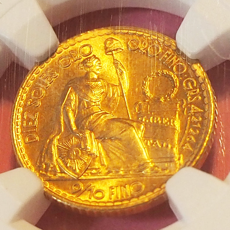 ペルー １０ソル金貨 シーテッド・リバティー 1963 MS67  ( NGC )