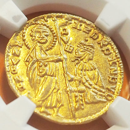 【ヴェネツィアの神金貨】ギリシャ ゼッキーノ金貨 ダガット アンドレア・ダンドロ 1343-54 MS66