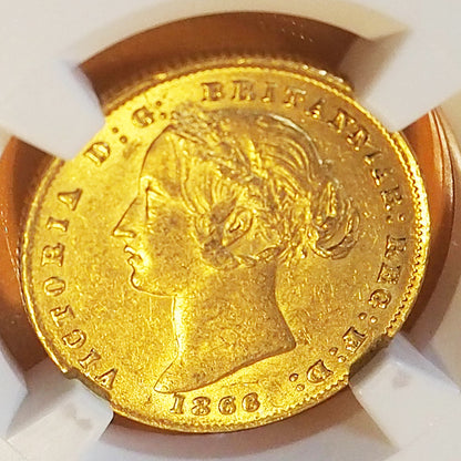 【栄光の象徴クィーン】オーストラリア ソブリン金貨 ヴィクトリア 1866 MS61