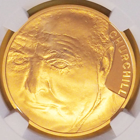 【プルーフ最高鑑定】イギリス 5ポンド金貨 ウィンストン・チャーチル エリザベス2世 2015 PF70 ULTRA CAMEO