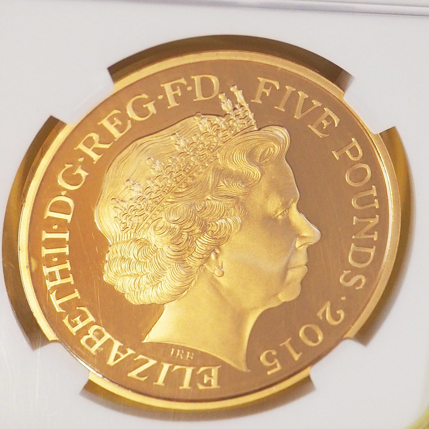 【プルーフ最高鑑定】イギリス 5ポンド金貨 ウィンストン・チャーチル エリザベス2世 2015 PF70 ULTRA CAMEO