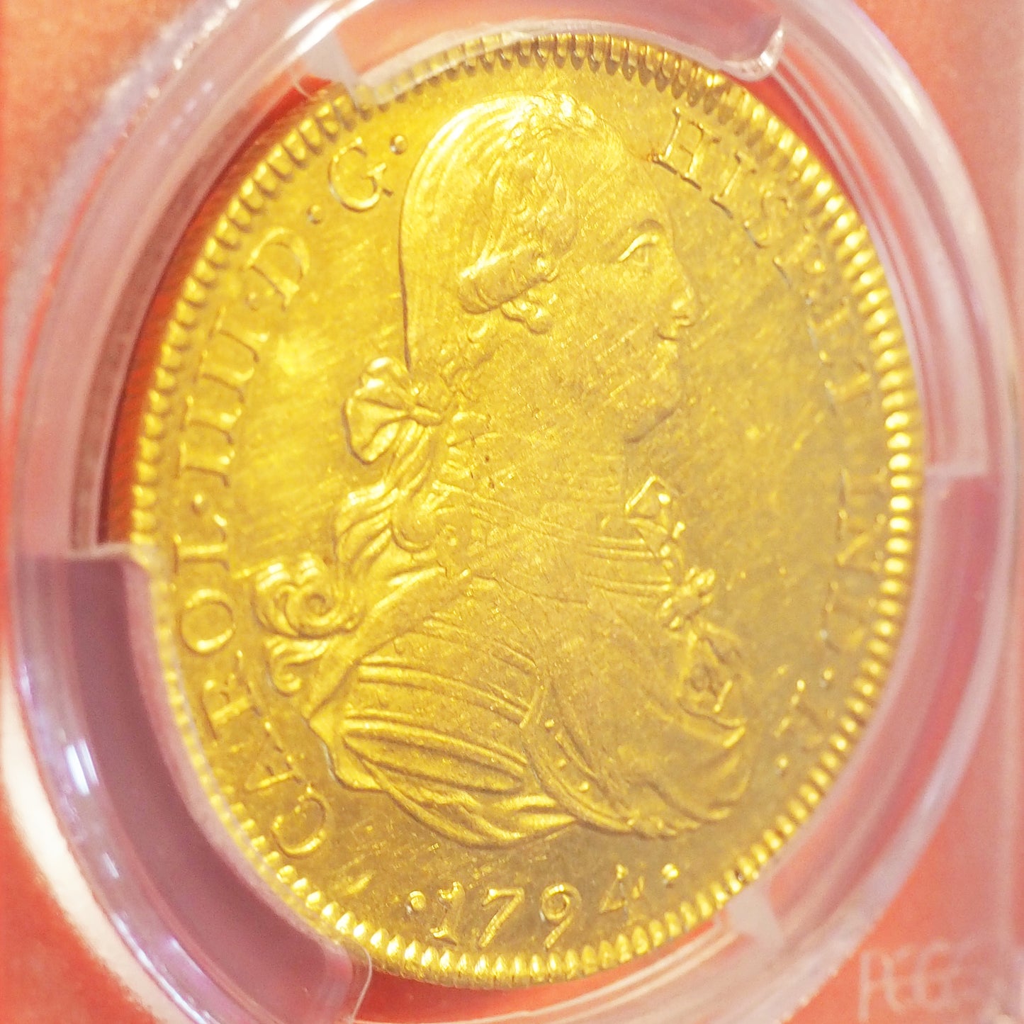 メキシコ 8エスクード金貨 カルロス4世 1794 AU55