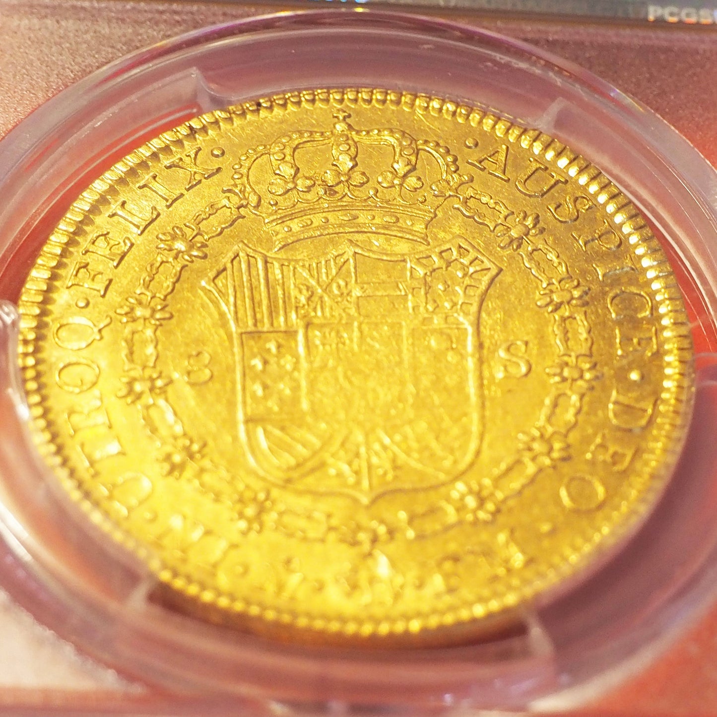 メキシコ ８エスクード金貨 カルロス４世 1794 AU55 ( PCGS )