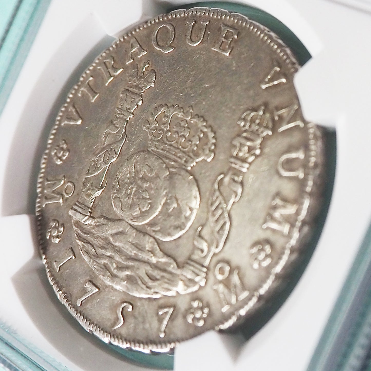 メキシコ 8レアル銀貨 ピラーダラー フェルナンド6世 1757 AU DETAILS CLEANED